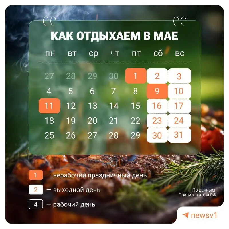 Объявлены официальные нерабочие дни с 9 по 11 мая, связанные с празднованием Дня Победы.