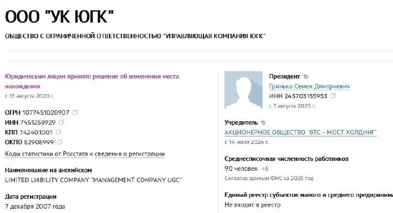 Управляющая компания холдинга перешла в управление АО «БТС‑Мост Холдинг» Руслана Байсарова. На аукционе были проданы национализированные активы Константина Струкова, включая 67,2% акций «Южуралзолота».