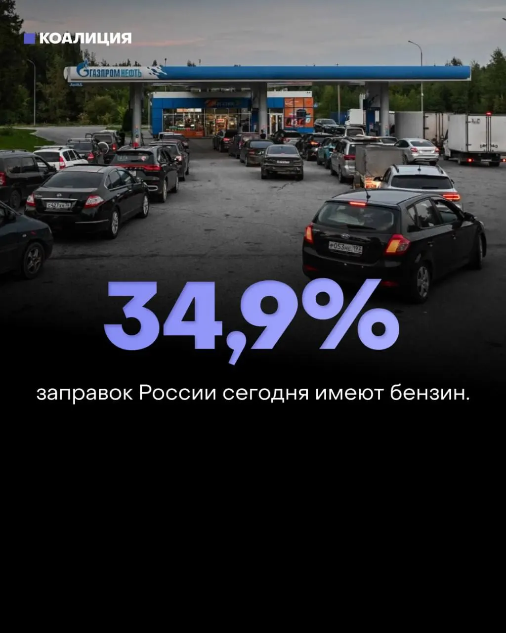 Доступность бензина снизилась до 34,9% заправок по всей России за неделю; ситуация особенно тяжелая в Липецкой области.